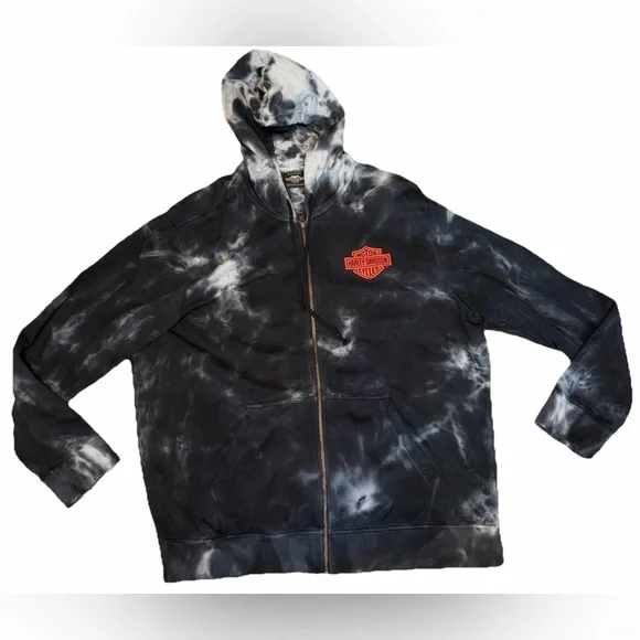 Harley - Davidson Tie-Dye Logo Pullover Zip-Up Hoodie Size 2XL Limited Edition